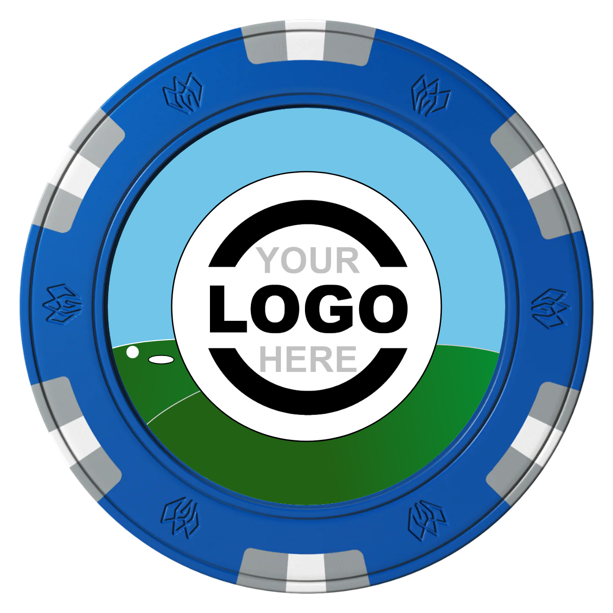 Going Golfing Today Clay Poker Chips - Blue / 6 Spot Gem / 40mm - Back