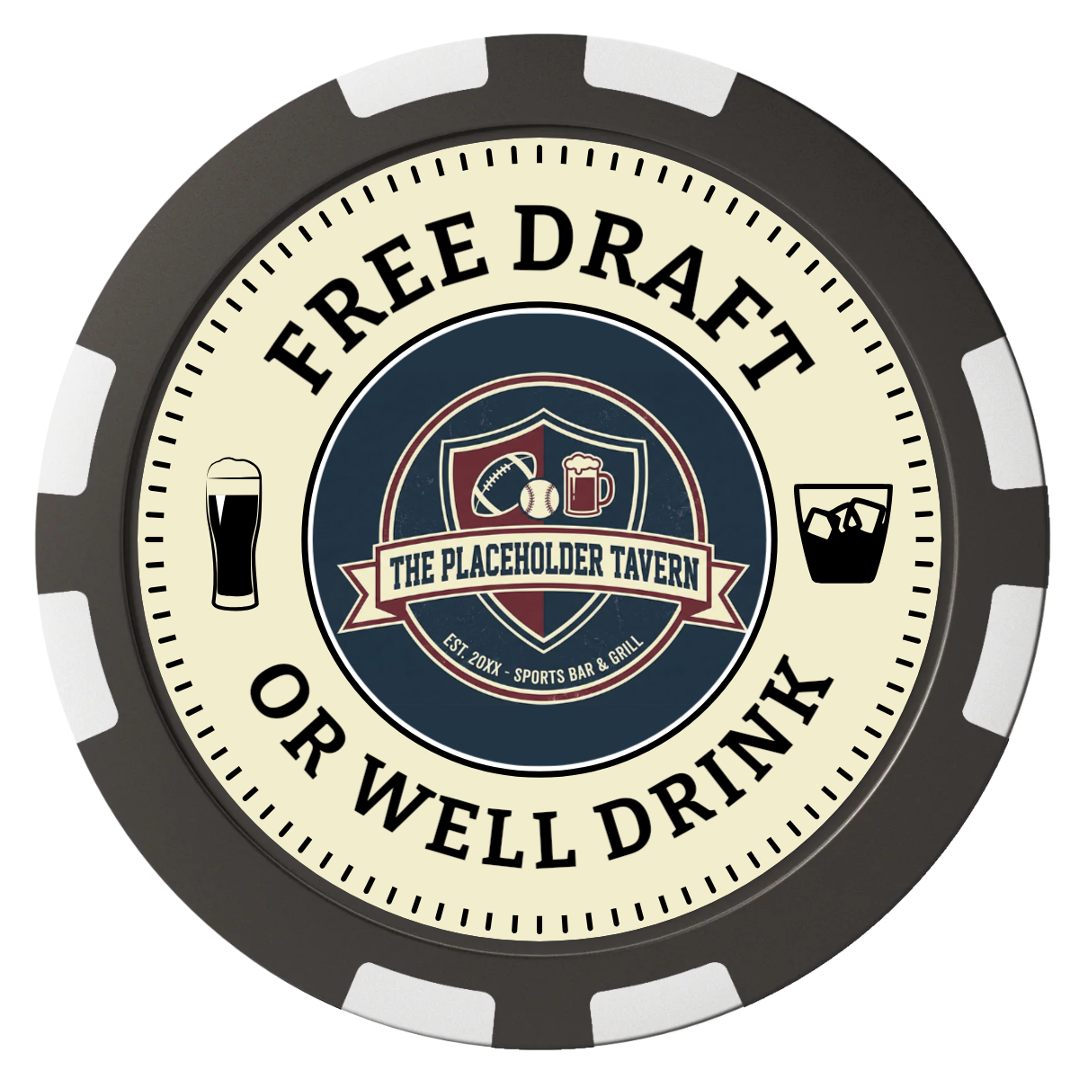 Beer Shop Composite Poker Chips - Black / 8 Stripe - Back