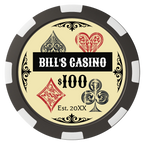 Vintage Four Suits Composite Poker Chips - Black / 8 Spot - Back