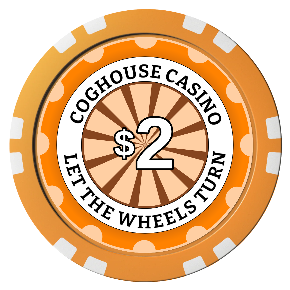 Cog House Composite Poker Chips - Orange / Double Stripe - Front