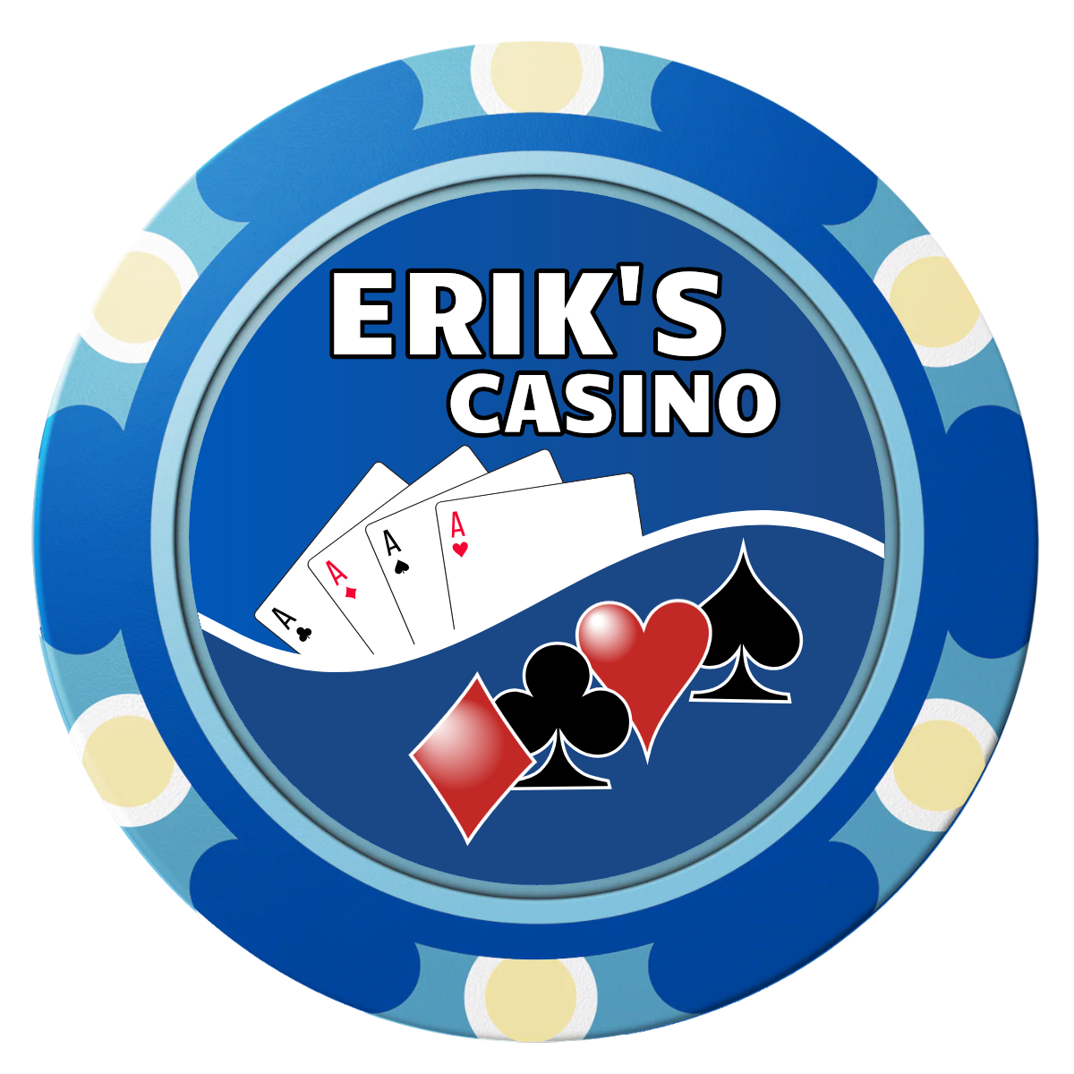 Erik's Casino Clay Poker Chips - Blue / Monte Carlo / 40mm - Front