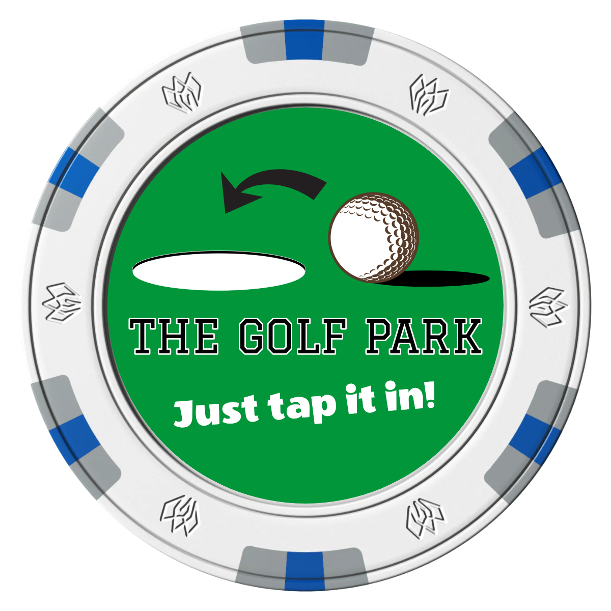 Golf Slogan Clay Poker Chips - White / 6 Spot Gem / 43mm - Front