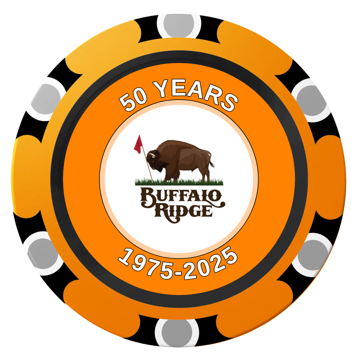 Branded Golf Pro Shop Clay Poker Chips - Orange / Monte Carlo / 40mm - Front