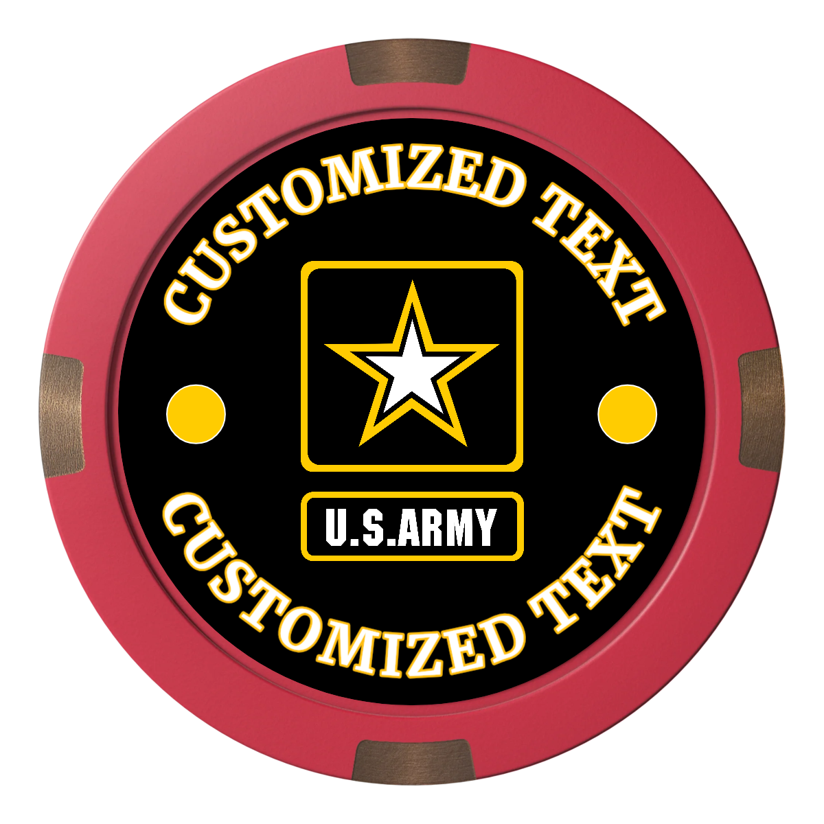 Army Strong Composite & Metal Hybrid Poker Chips - Red - Front
