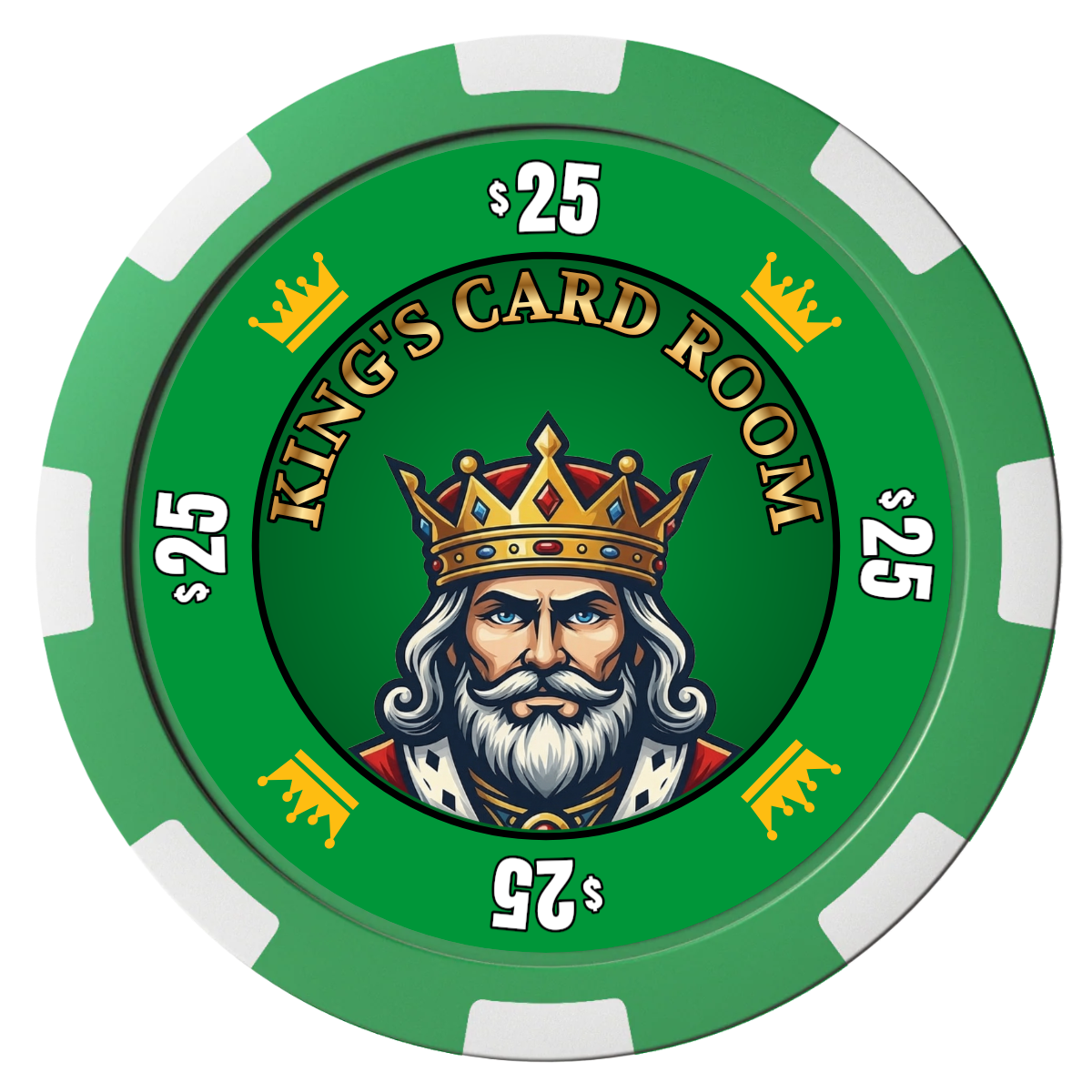 Kings Composite Poker Chips - Green / 8 Spot - Front