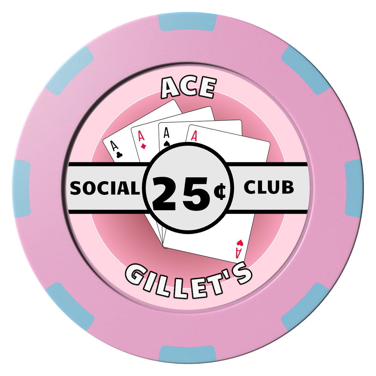 Ace Gillet's Clay Poker Chips - Pink / 8 Spot (2 Tone) / 40mm - Front