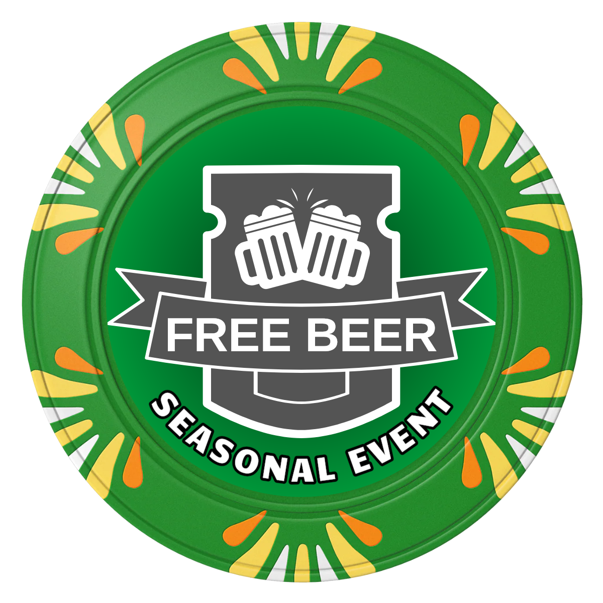 Craft Beer #001 Clay Poker Chips - Green / Macau / 40mm - Front