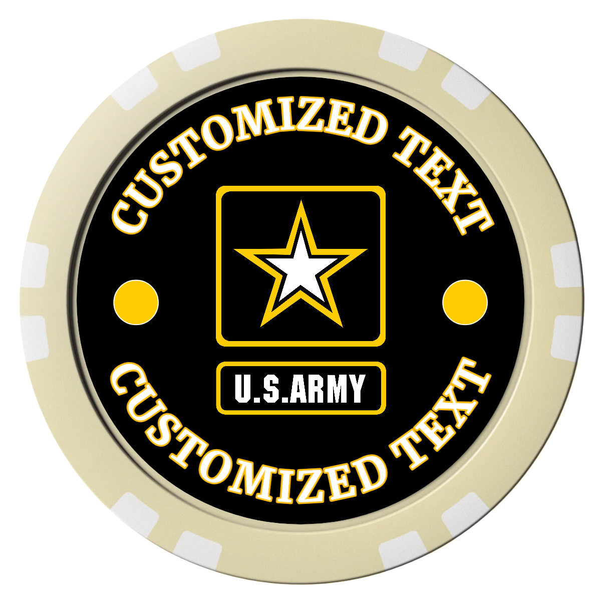 Army Strong Composite Poker Chips - Ivory / Double Stripe - Front