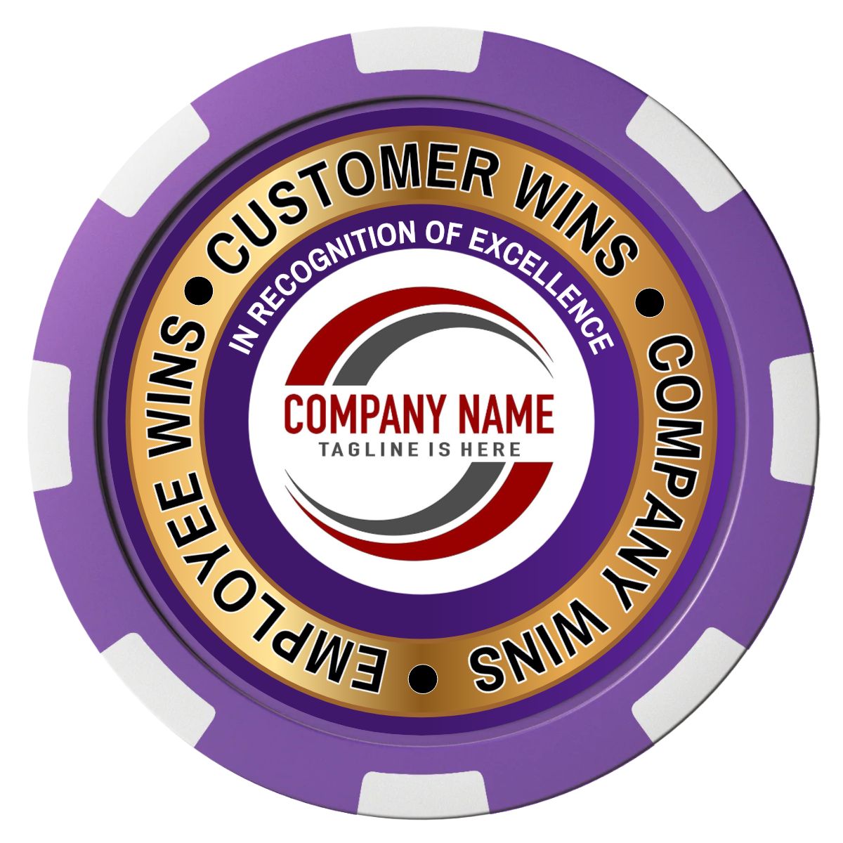 Gold Standard Composite Poker Chips - Purple / 8 Spot - Front