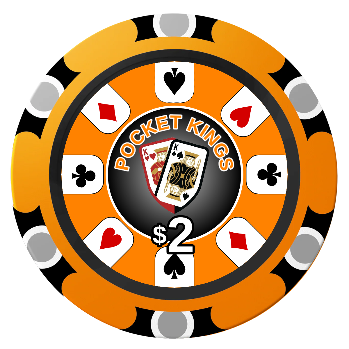 Pocket Kings Clay Poker Chips - Orange / Monte Carlo / 40mm - Front