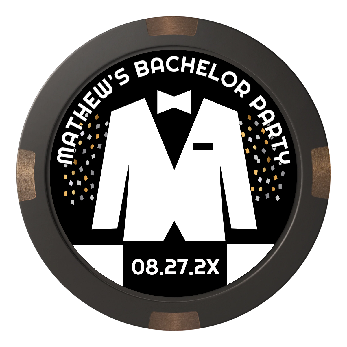 Bachelor No More Bowtie Composite & Metal Hybrid Poker Chips - Black - Back
