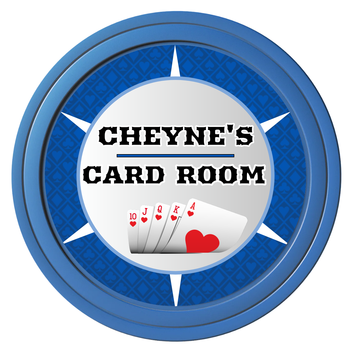 Cheyne's Card Room Composite Poker Chips - Blue / Solid - Front