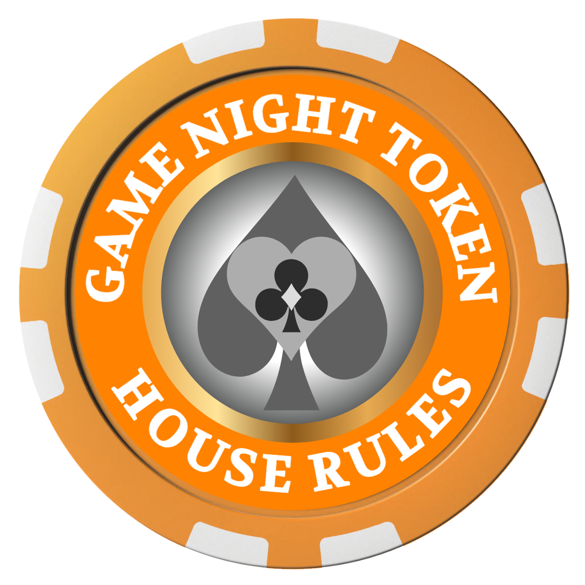 Stacked Suits Composite Poker Chips - Orange / 8 Stripe - Front