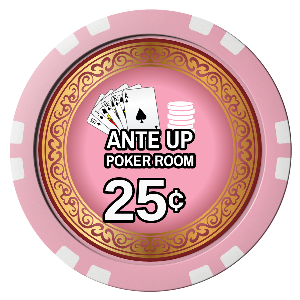 Ante Up Poker Room Composite Poker Chips - Pink / Double Stripe - Front