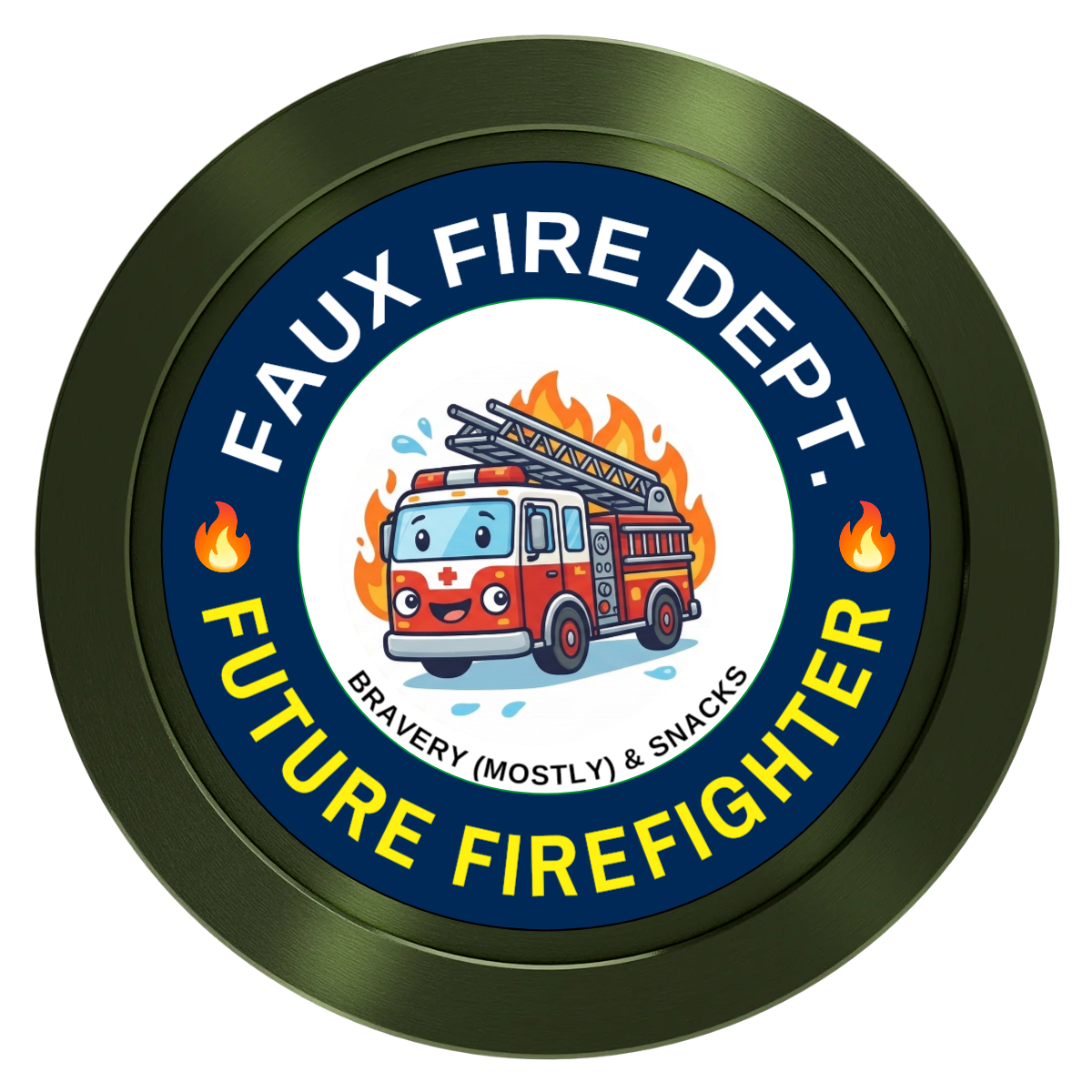 Future Firefighter Aluminum Poker Chips - Green - Front