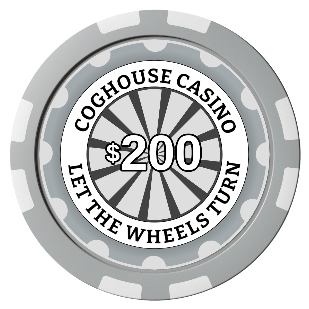 Cog House Composite Poker Chips - Gray / 8 Stripe - Front