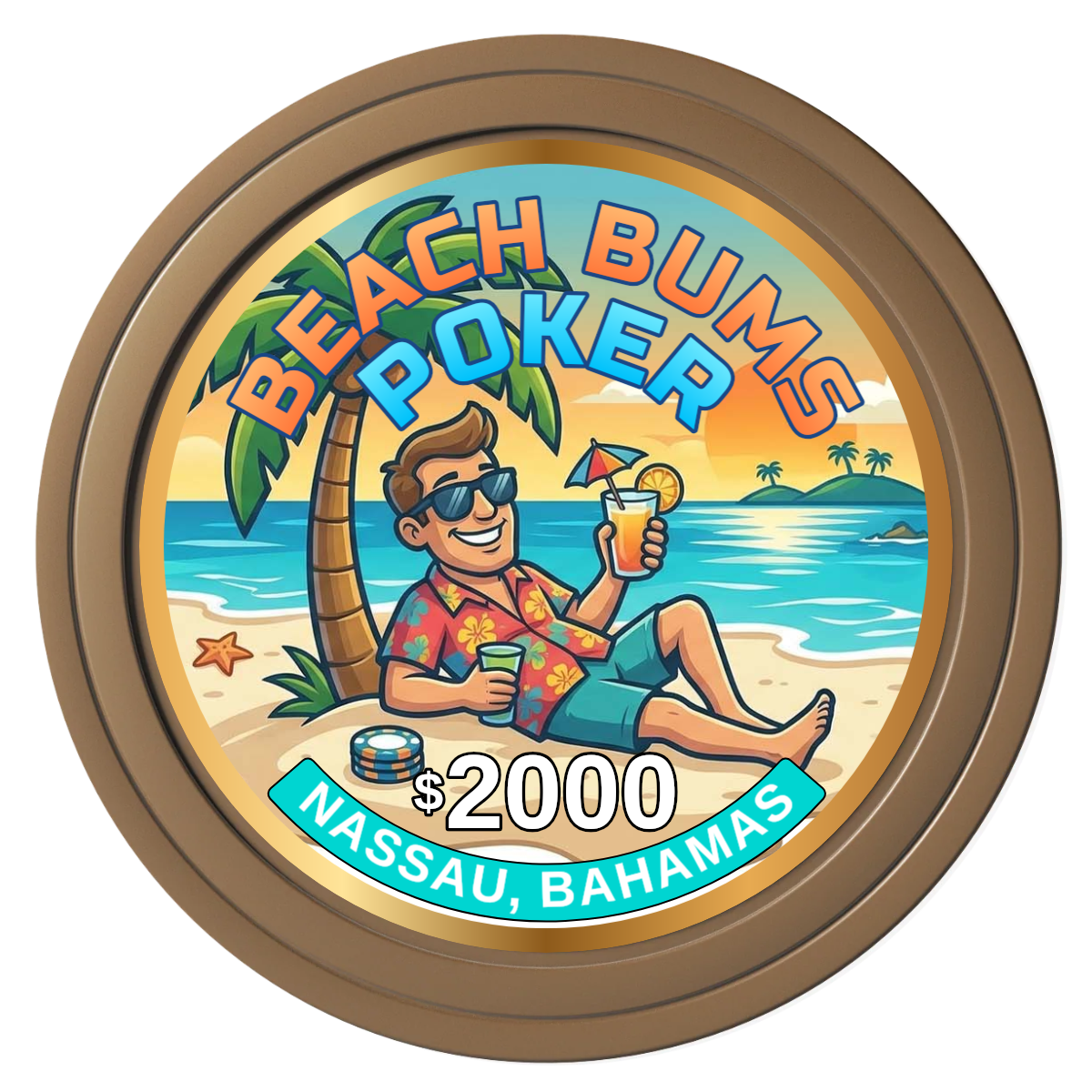 Sandy's Casino Composite Poker Chips - Brown / Solid - Front