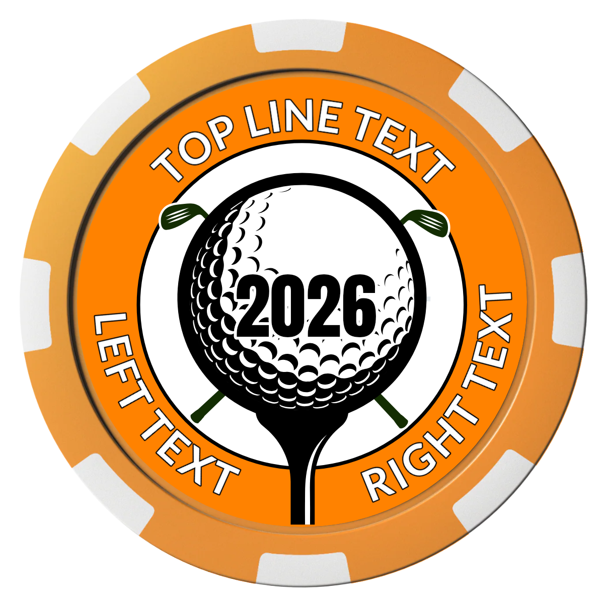 Tee it up Composite Poker Chips - Orange / 8 Spot - Front