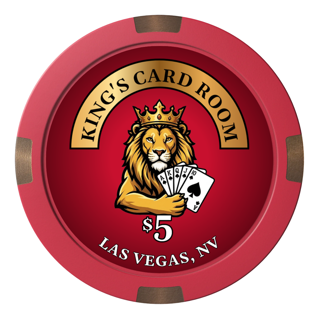 King's Card Room Composite & Metal Hybrid Poker Chips - Red - Front