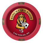 King's Card Room Composite & Metal Hybrid Poker Chips - Red - Front