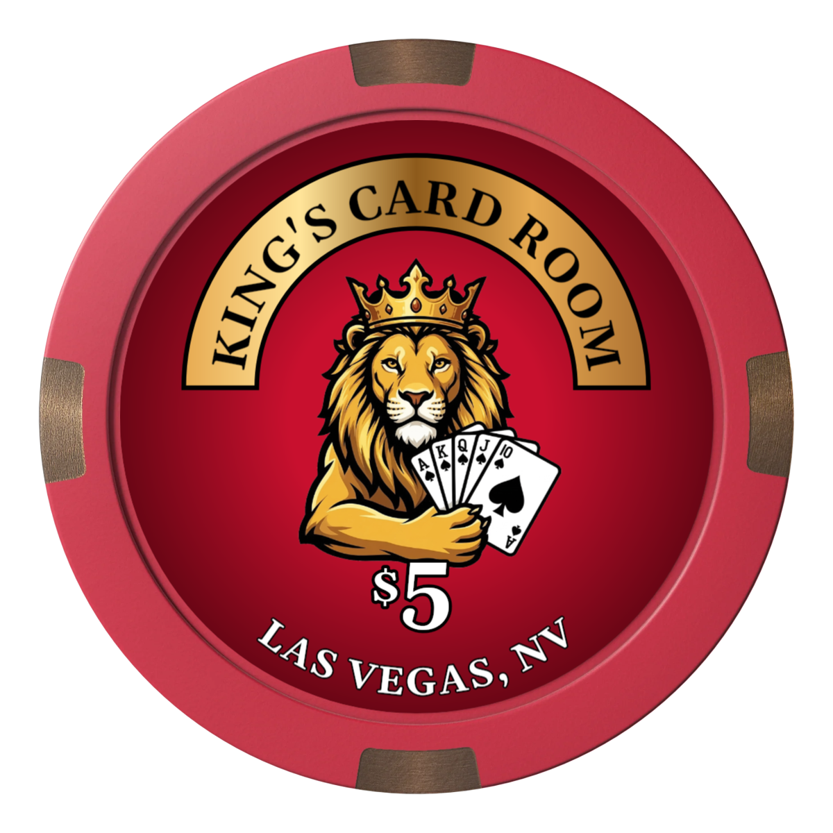 King's Card Room Composite & Metal Hybrid Poker Chips - Red - Front