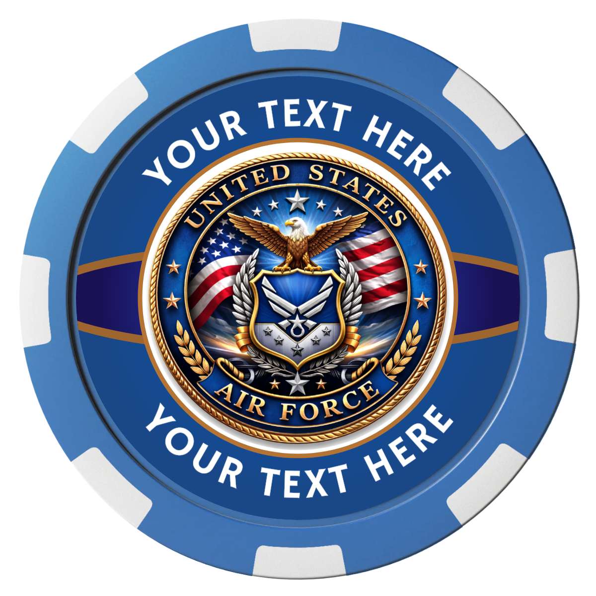 Air Force Composite Poker Chips - Blue / 8 Spot - Back