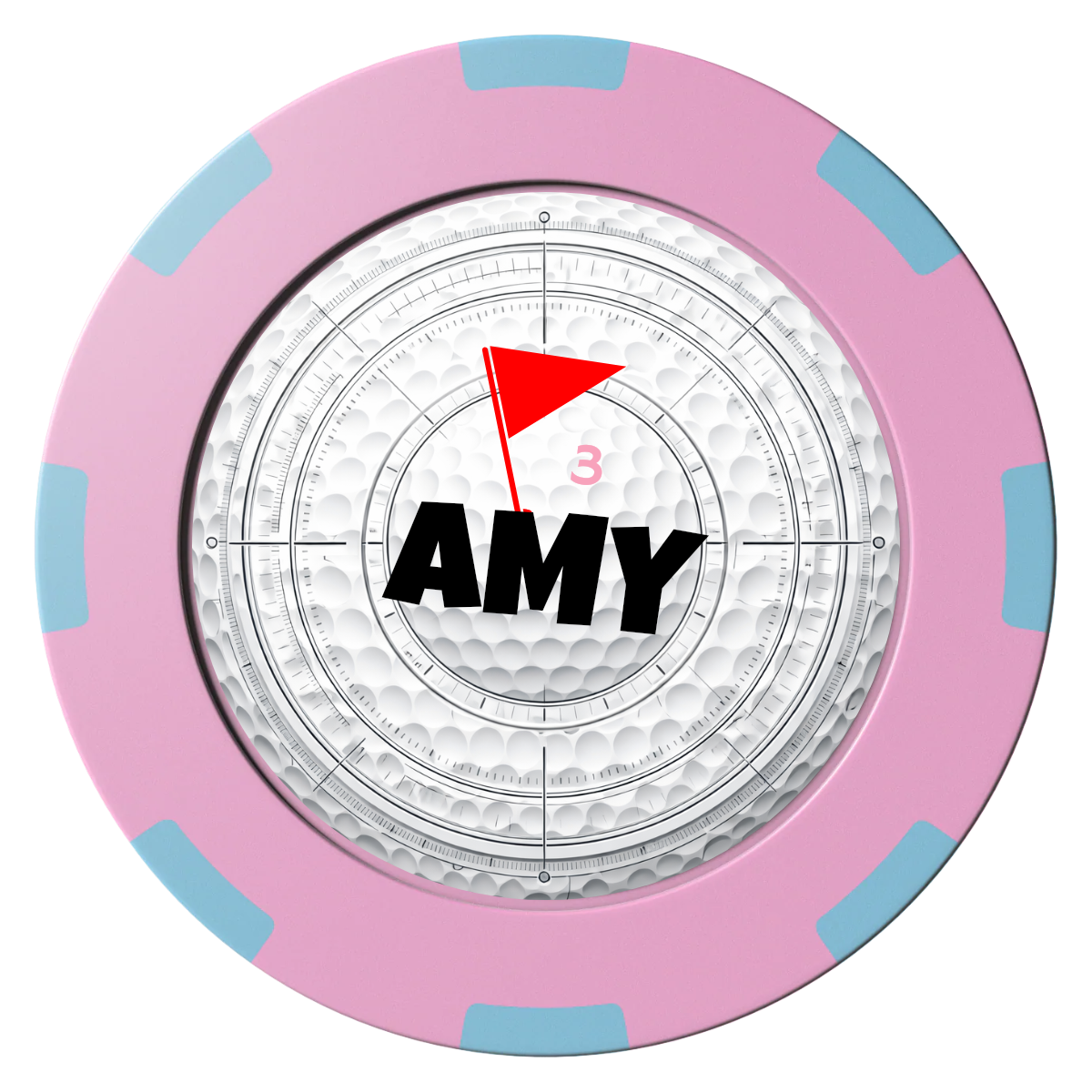 Ball Marcus Jr. Clay Poker Chips - Pink / 8 Spot (2 Tone) / 40mm - Front