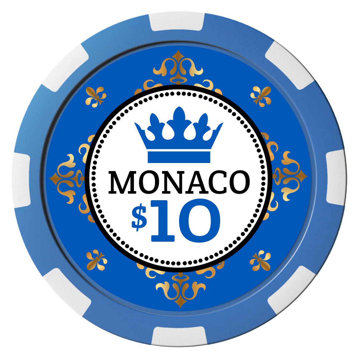 Monaco #001 Composite Poker Chips - Blue / 8 Spot - Front