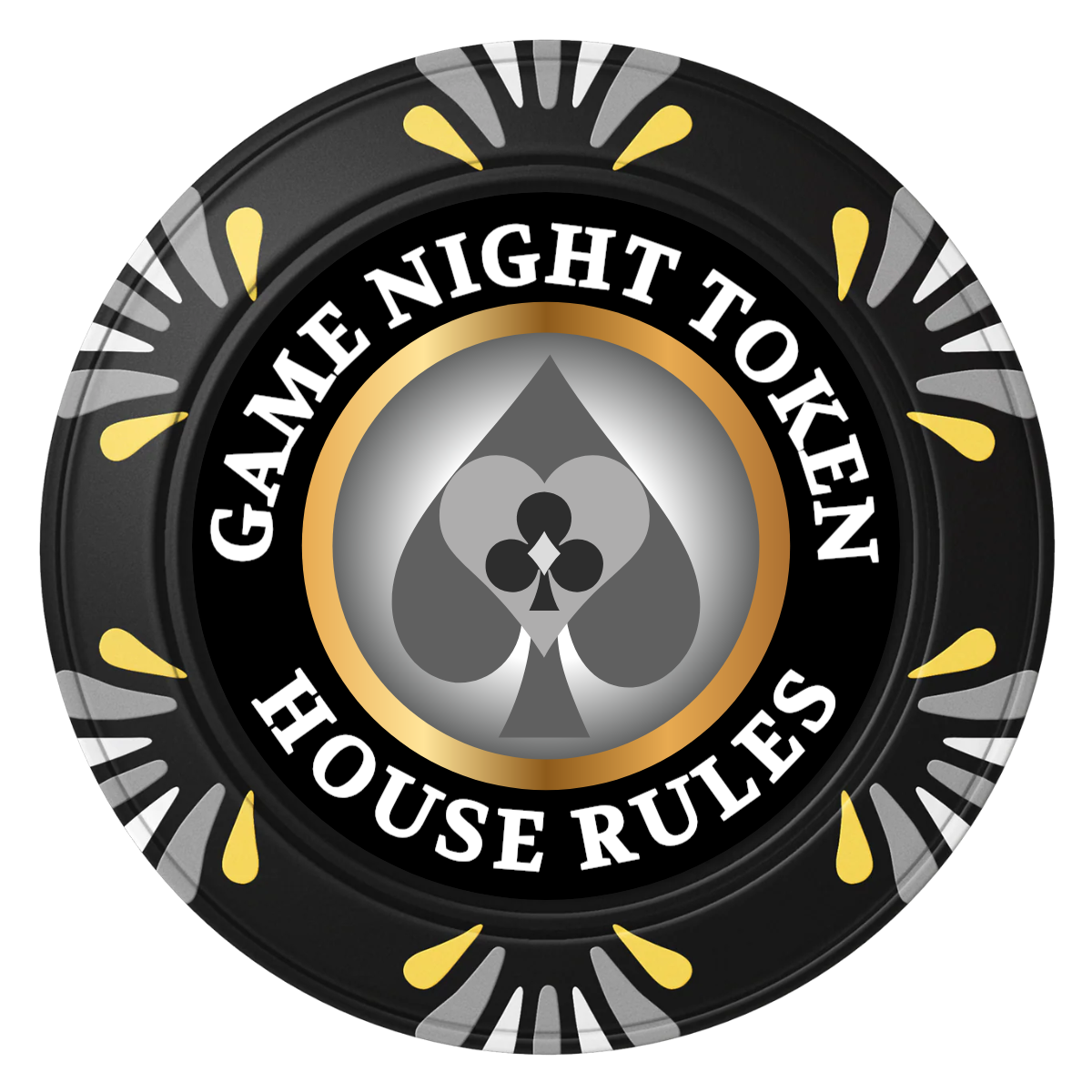 Stacked Suits Clay Poker Chips - Black / Macau / 40mm - Front