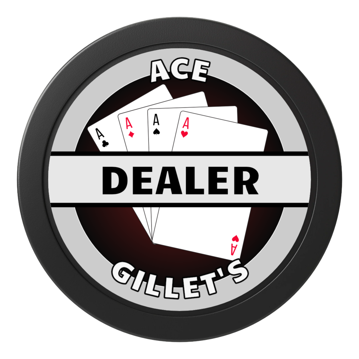 Ace Gillet's 2" Composite Dealer Button - Black - Back