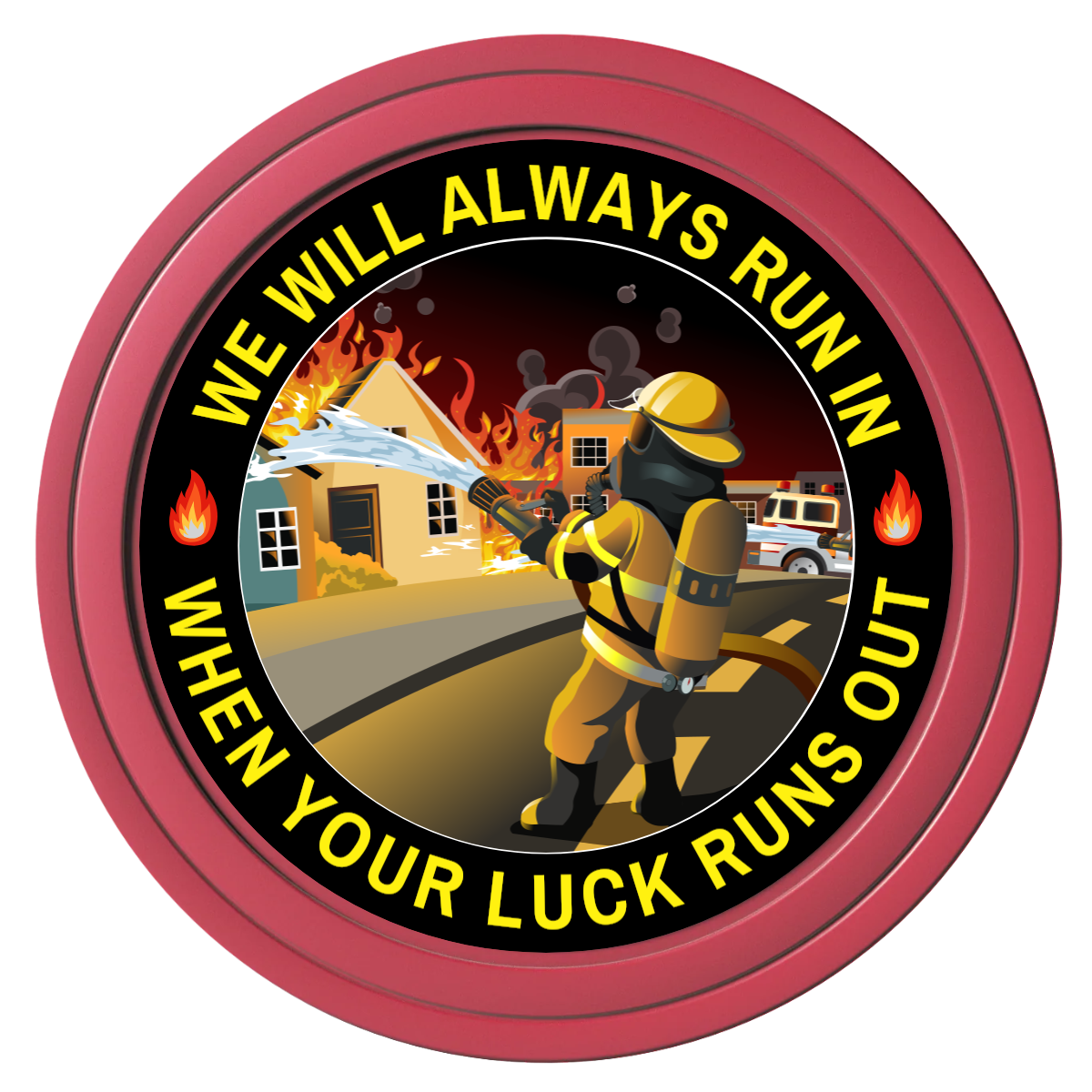 Firefighter Maltese Cross Composite Poker Chips - Red / Solid - Front