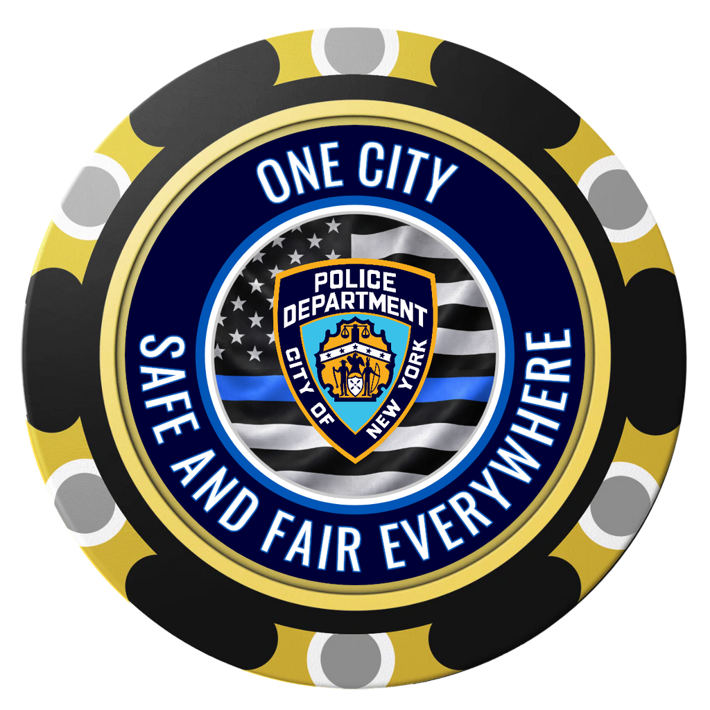 NYPD Safe and Fair Clay Poker Chips - Black / Monte Carlo / 40mm - Back