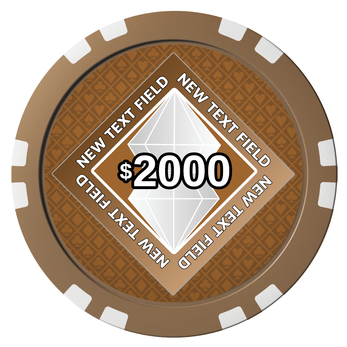 Diamond in the Rough Composite Poker Chips - Brown / Double Stripe - Front