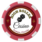 High Roller Casino Composite Poker Chips - Black / 8 Spot - Back