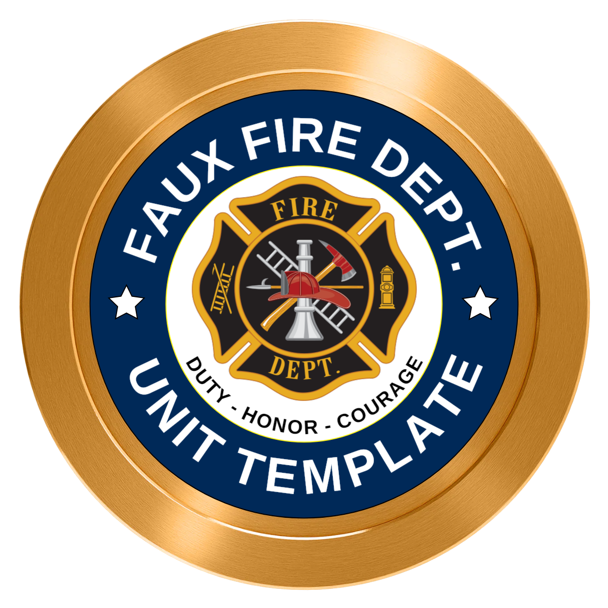 Faux Fire Dept. #01 Aluminum Poker Chips - Gold - Front