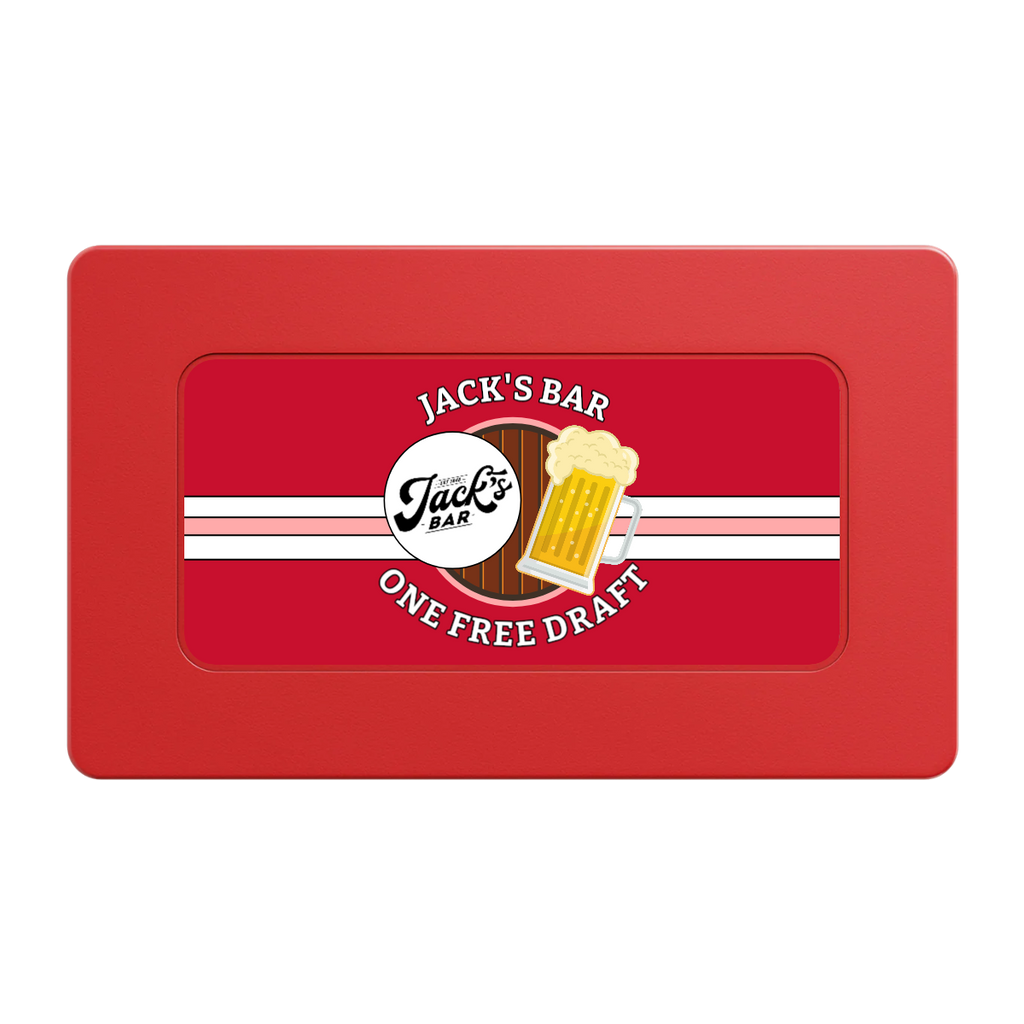 Jack's Bar Rectangular Poker Chip Plaques - Red - Front