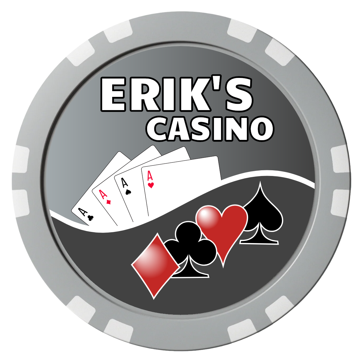 Erik's Casino Composite Poker Chips - Gray / Double Stripe - Front