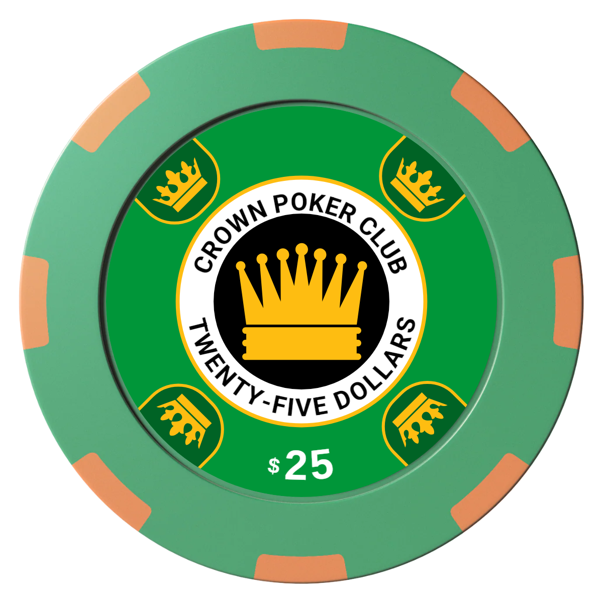 Crown Card Room Clay Poker Chips - Green / 8 Spot (2 Tone) / 40mm - Front