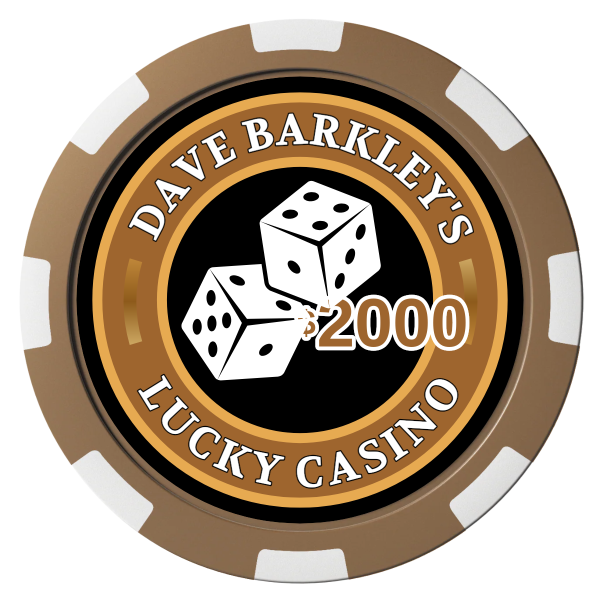 Dave's Lucky Casino Composite Poker Chips - Brown / 8 Spot - Back