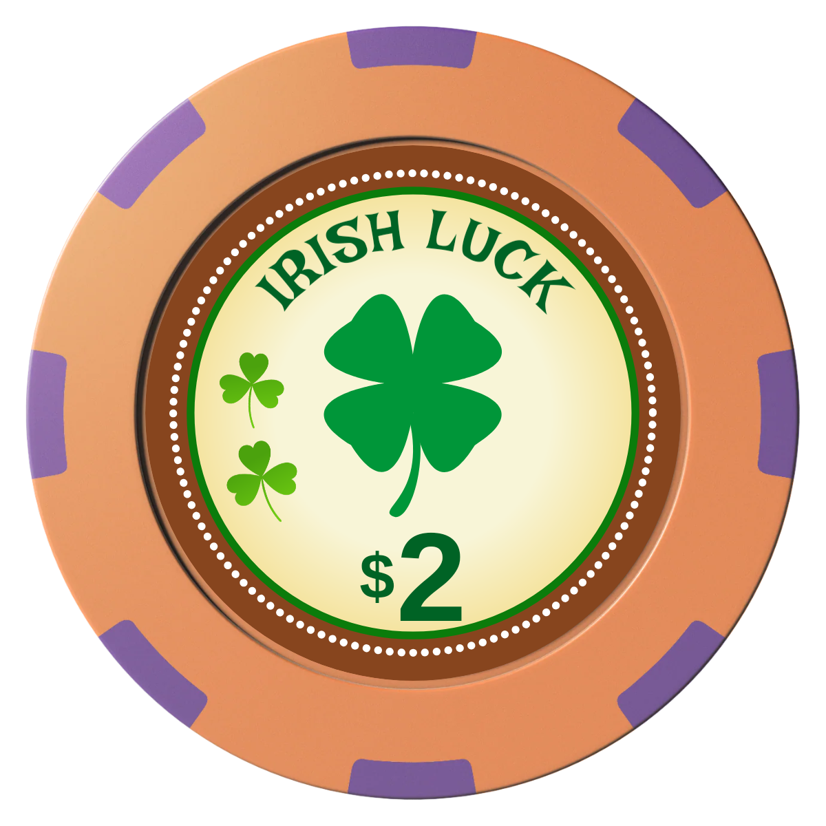 Irish Luck Clay Poker Chips - Orange / 8 Spot (2 Tone) / 40mm - Front