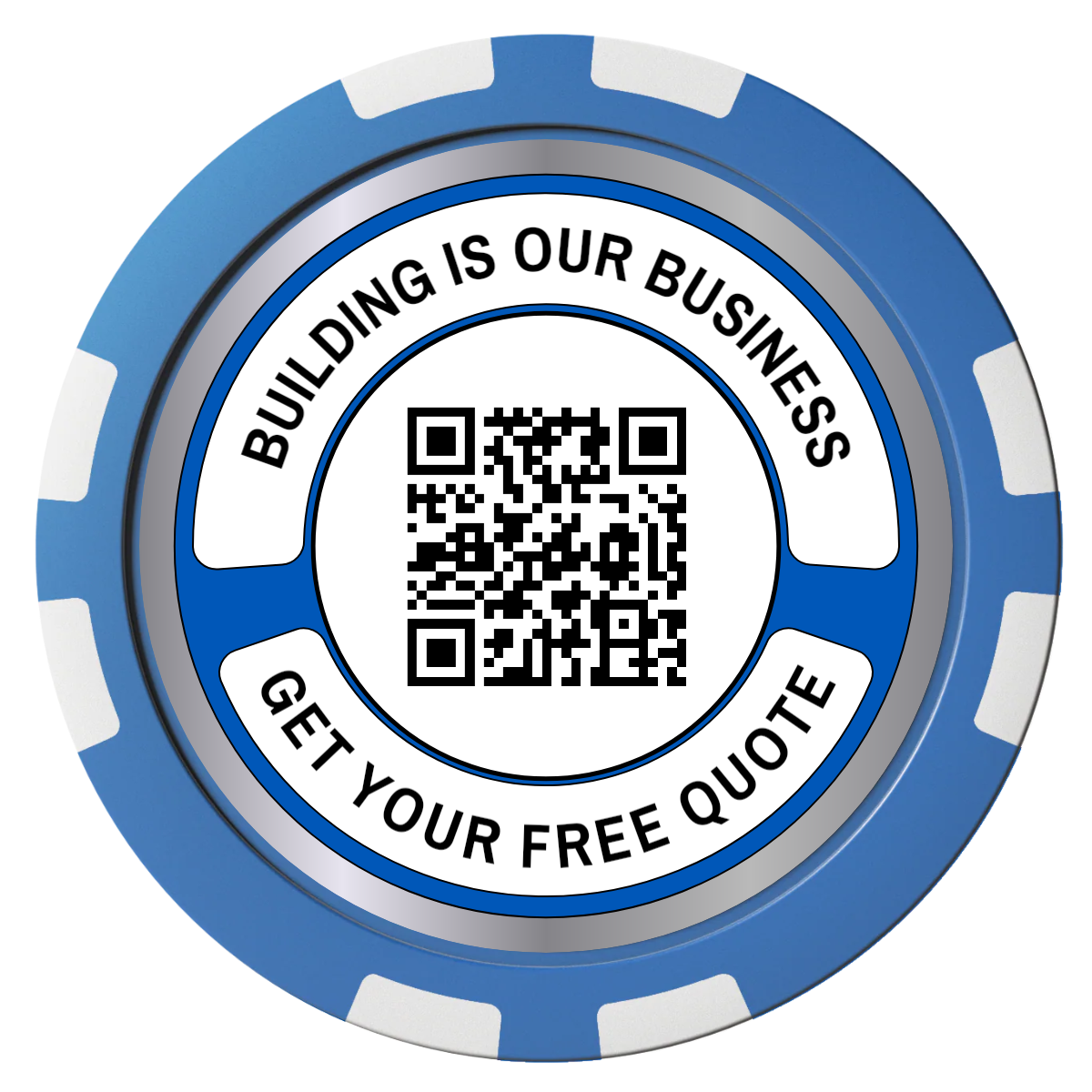 Acme Construction Composite Poker Chips - Blue / 8 Stripe - Front