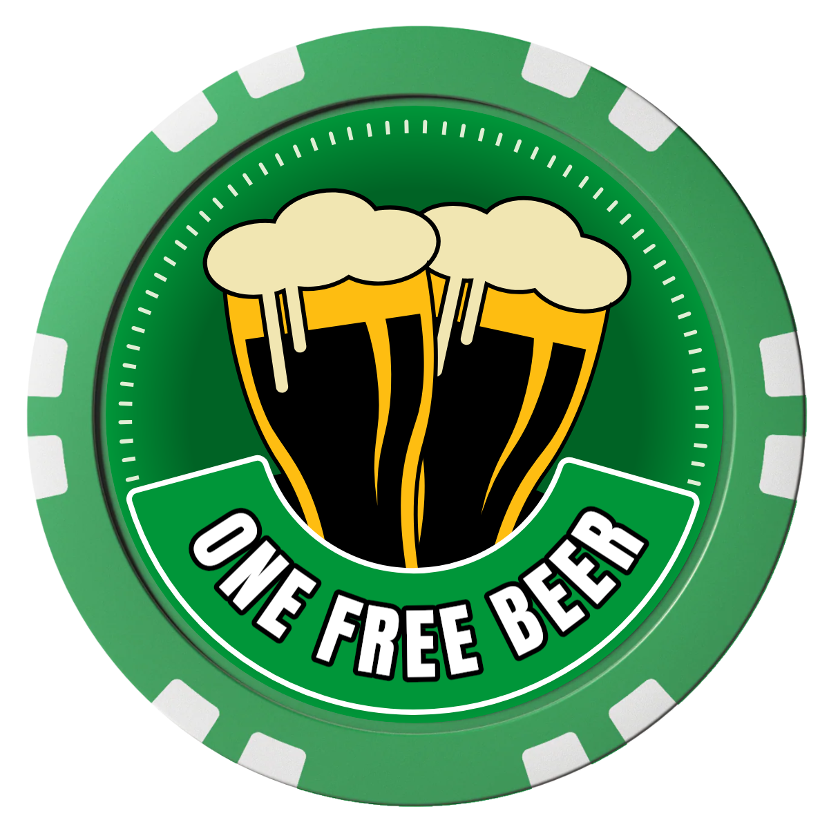 Double Pint 2 Composite Poker Chips - Green / Double Stripe - Front