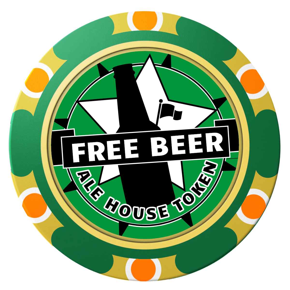 Free Beer Drink Clay Poker Chips - Green / Monte Carlo / 40mm - Front