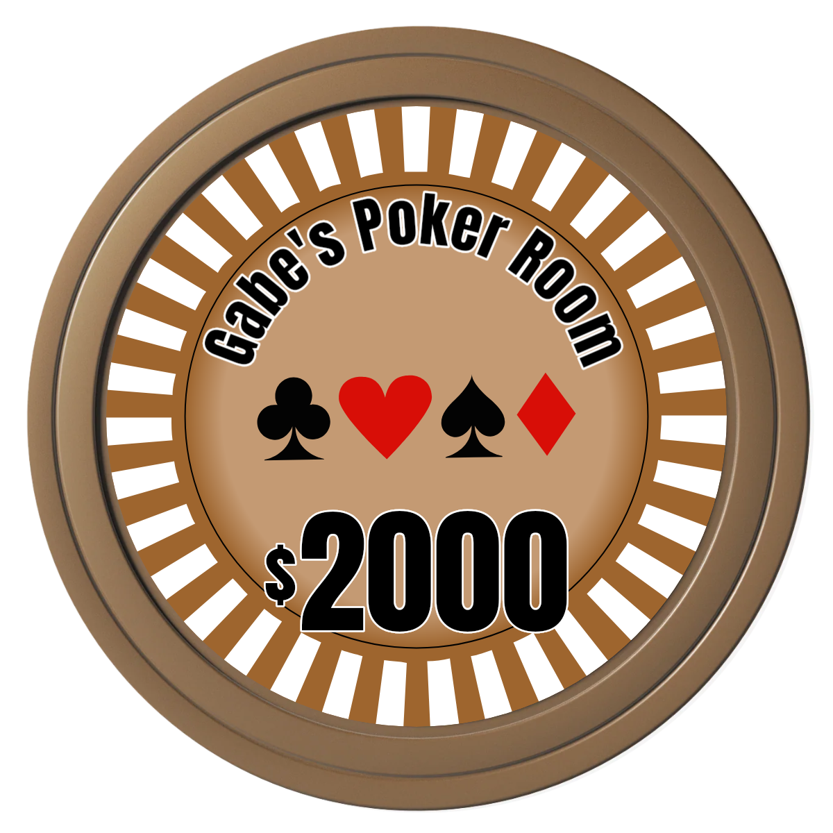 Gabe's Poker Room Composite Poker Chips - Brown / Solid - Front