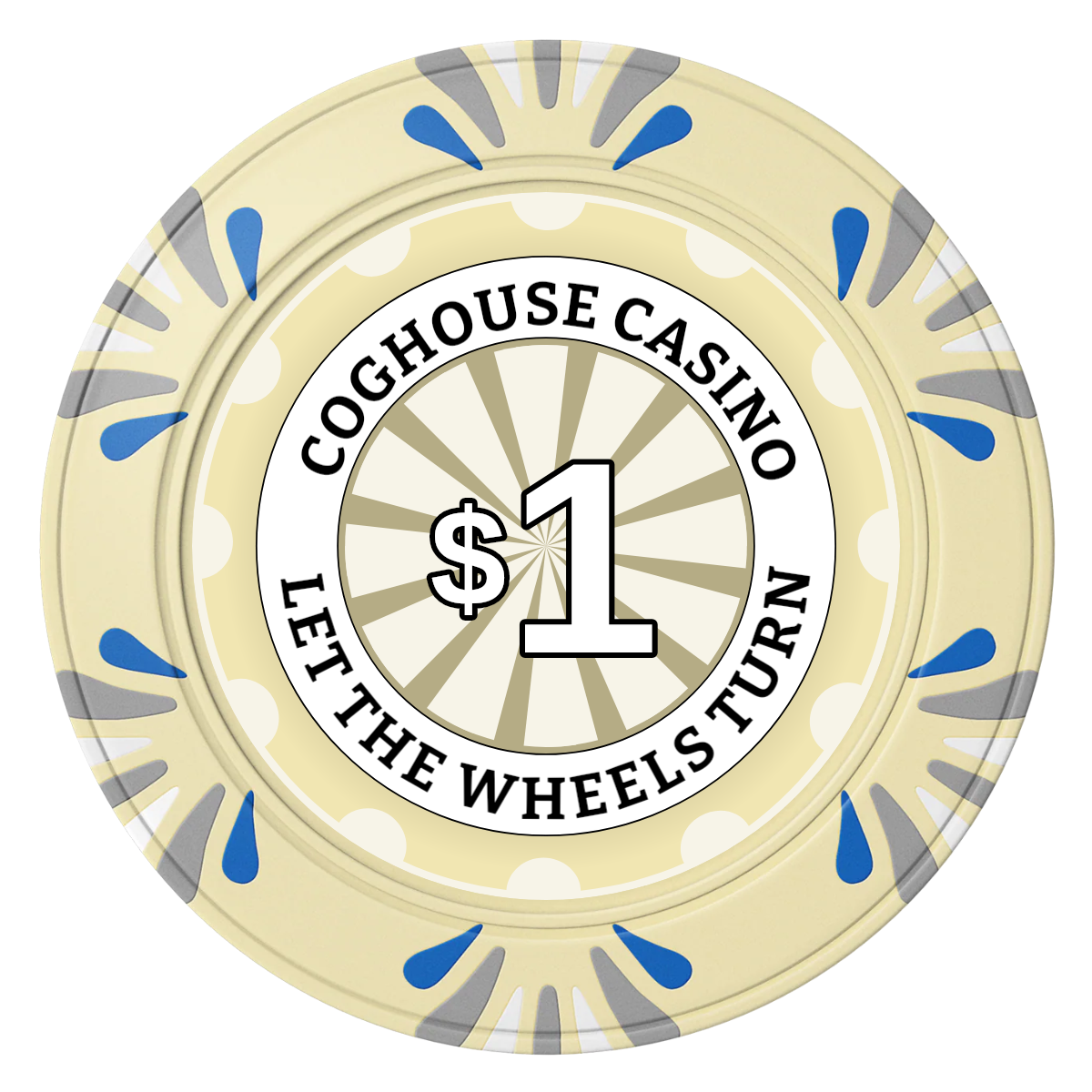 Cog House Clay Poker Chips - Ivory / Macau / 40mm - Front