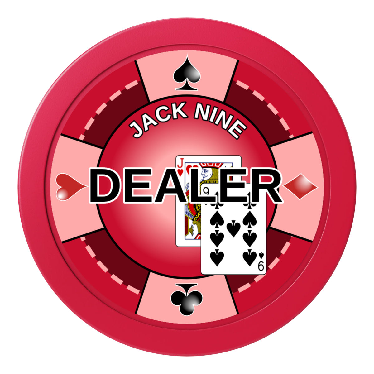Jack Nine Card Room 2" Composite Dealer Button - Red - Front