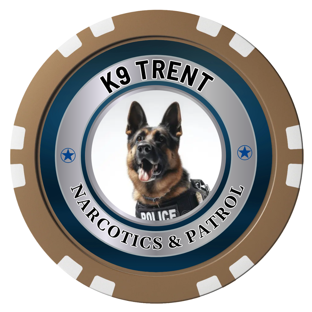 K-9 Trent Composite Poker Chips - Brown / Double Stripe - Front