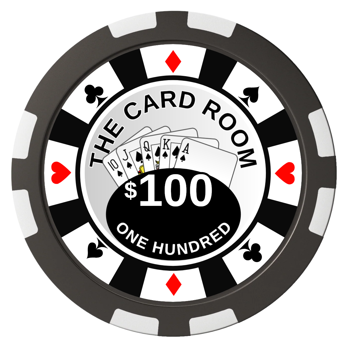 A Suitable Design Composite Poker Chips - Black / 8 Stripe - Front