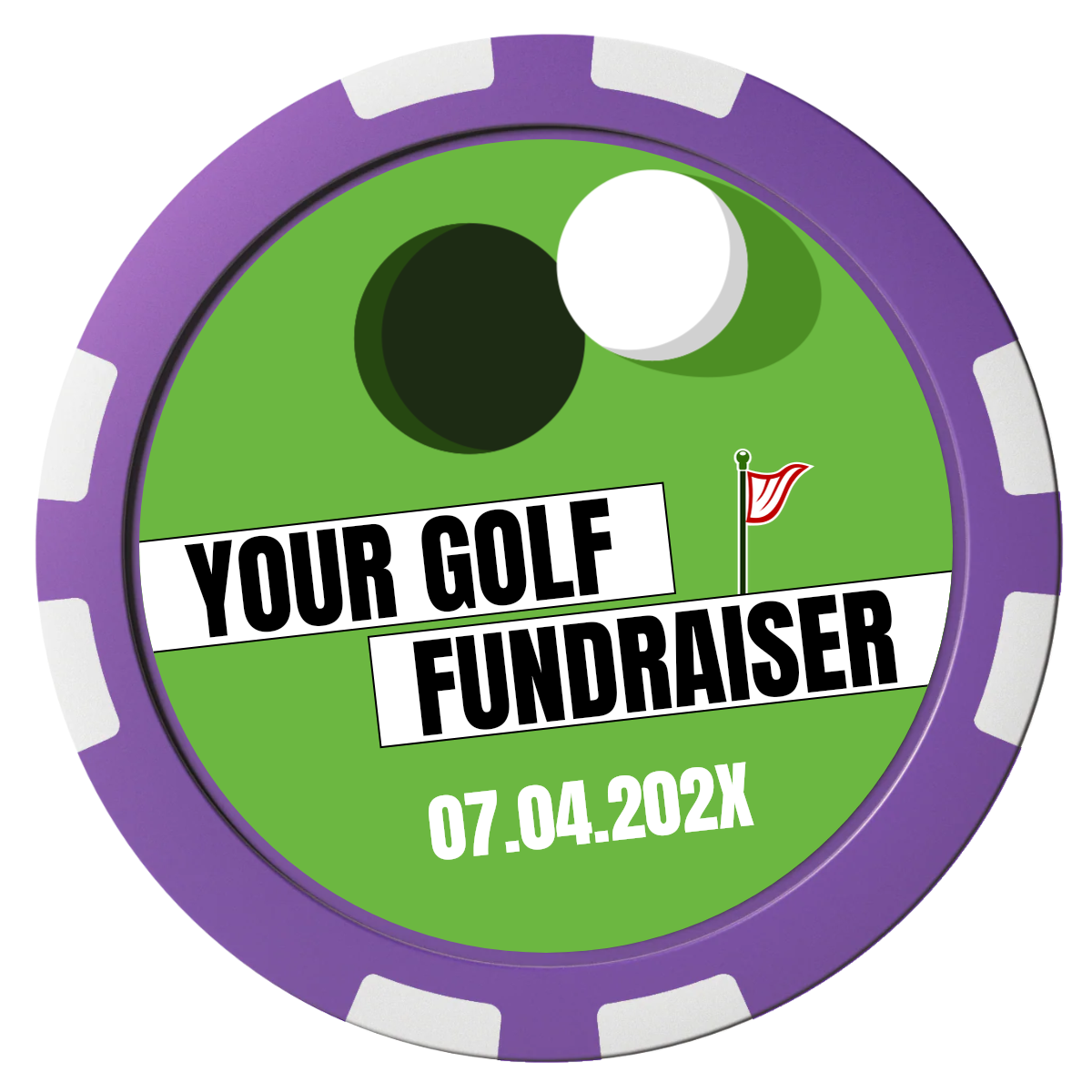 Putting Around Tournament Composite Poker Chips - Purple / 8 Stripe - Front