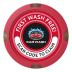 Car Wash Promotion Composite & Metal Hybrid Poker Chips - Red / 4 Spot - Front